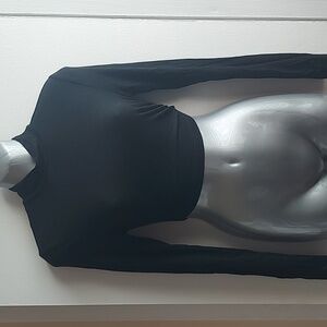 SHEIN Long Sleeve Open Tie Back Crop Top